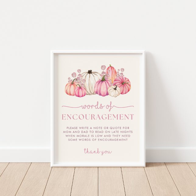Pumpkin Baby Shower Words of Encouragement Sign (Creator Uploaded)