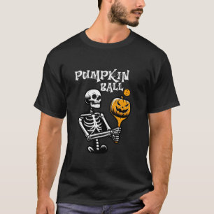Pumpkin Ball Funny Skeleton Halloween Pickleball C T-Shirt