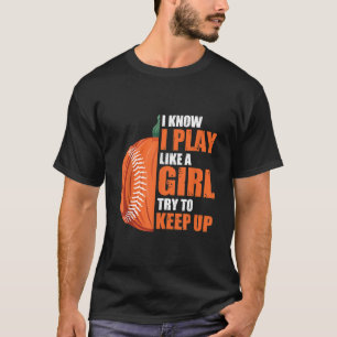 Pumpkin Baseball Play Like Girl Costume Easy T-Shirt