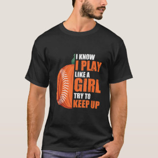 Pumpkin Baseball Play Like Girl Costume Easy T-Shirt