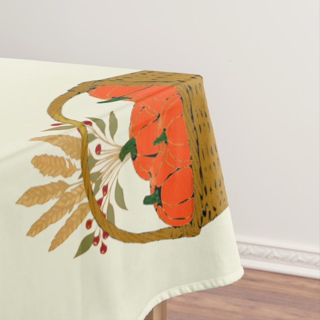 Pumpkin Basket and Autumn Wheat Tablecloth (In Situ)