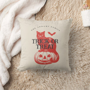 Pumpkin Bat and Cat Trick or Treat Halloween Cushion