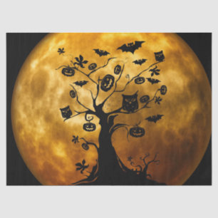 Pumpkin, Bat, Owl, and Orange Moon Decoupage Tissue Paper