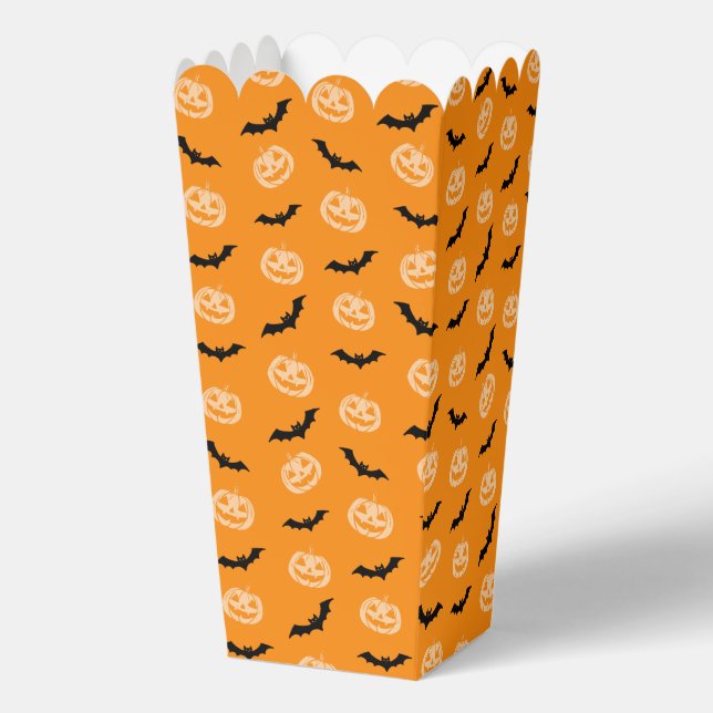 Pumpkin Bat Trick or Treat Orange Pattern Favour Box (Front)