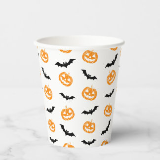 Pumpkin Bat Trick or Treat Party Light Pattern Paper Cups