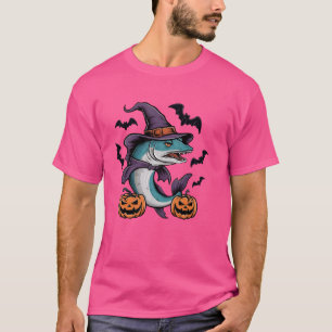 Pumpkin Bat Witch Costume Barracuda Fish Halloween T-Shirt