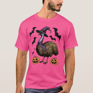 Pumpkin Bat Witch Costume Emu Bird Halloween T-Shirt