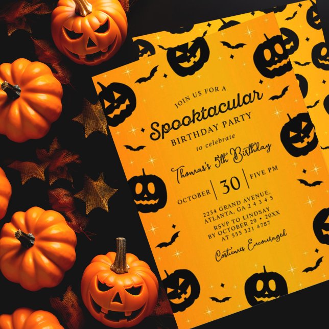 Pumpkin Bats Halloween Spooktacular Birthday Party Invitation (Creator Uploaded)