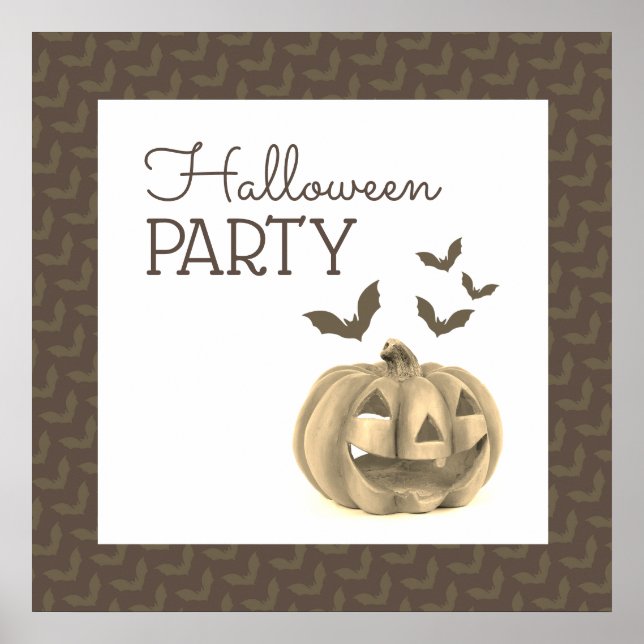 Pumpkin & Bats, Halloween Welcome Poster (Front)