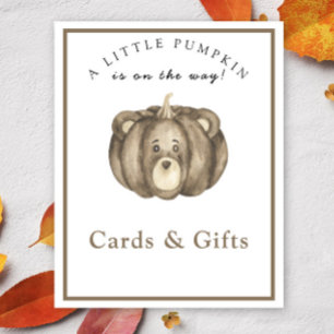 Pumpkin bear - cards and gifts baby shower poster