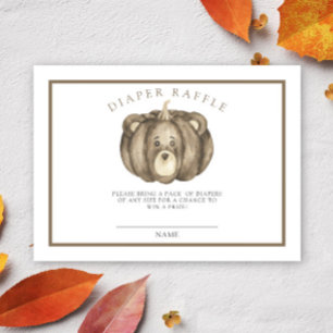 Pumpkin bear - diaper raffle ticket enclosure card