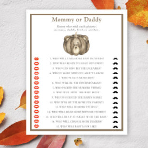 Pumpkin bear - mummy or daddy baby shower game