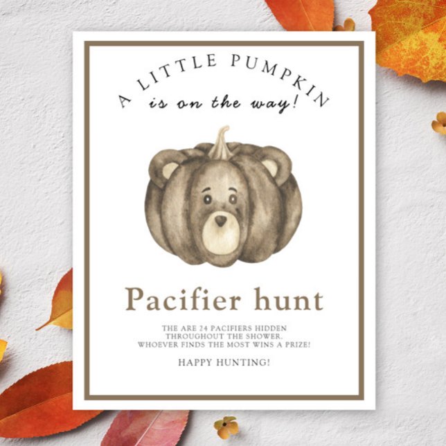 Pumpkin Bear Pacifier hunt baby shower game Poster (Creator Uploaded)