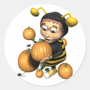 Pumpkin Bee Classic Round Sticker