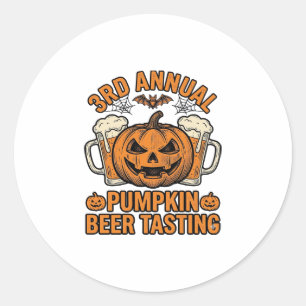 Pumpkin Beer Tasting Vintage Halloween Shirt Desig Classic Round Sticker