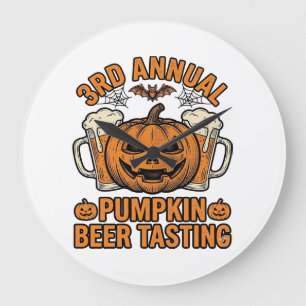 Pumpkin Beer Tasting Vintage Halloween Shirt Desig Large Clock