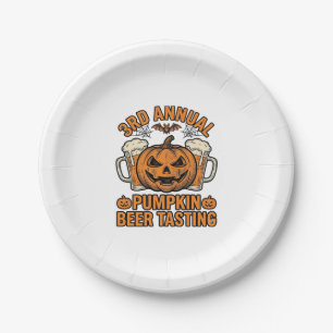 Pumpkin Beer Tasting Vintage Halloween Shirt Desig Paper Plate