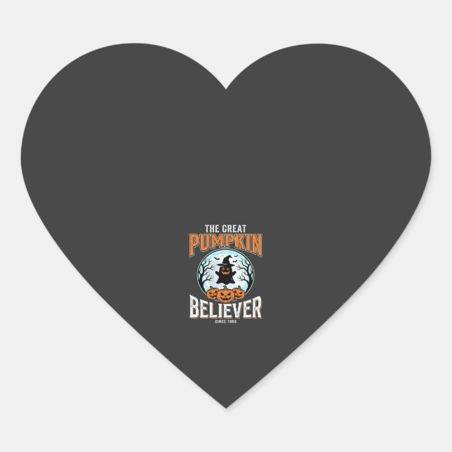 Pumpkin Believer Halloween Graphic Heart Sticker (Front)