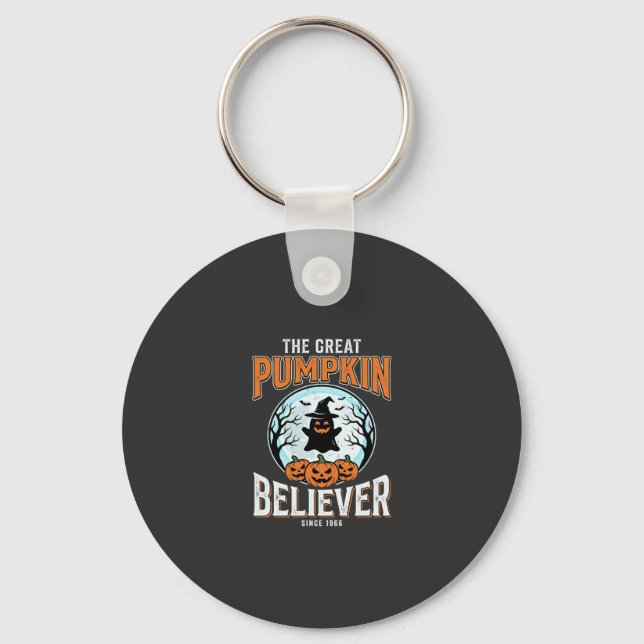 Pumpkin Believer Halloween Graphic Key Ring (Front)