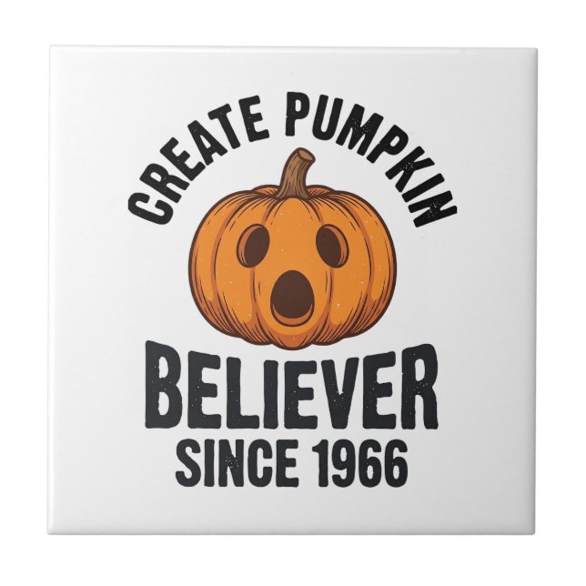 Pumpkin Believer Since 1966 Vintage Halloween Desi Tile (Front)