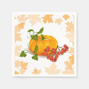 Pumpkin, berries and leaves fall Thanksgiving Napkin