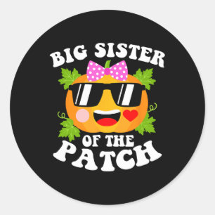 Pumpkin Big Sister Of The Patch Fun Halloween Fam Classic Round Sticker