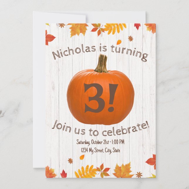 Pumpkin Birthday Invitation (Front)