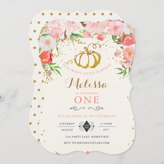 Pumpkin Birthday Invitation (Front/Back)