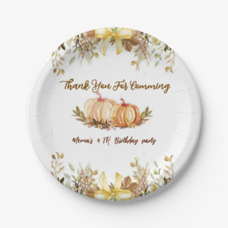 pumpkin  Birthday Invitation Editable Digital Down Paper Plate