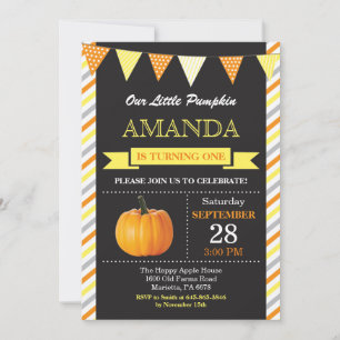 Pumpkin Birthday Invitation Orange and Yellow