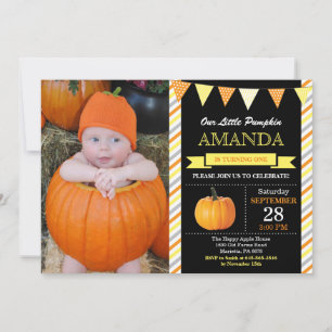 Pumpkin Birthday Invitation Orange and Yellow