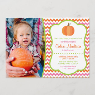 Pumpkin Birthday Invitation with Photo
