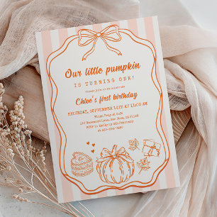 Pumpkin Birthday Orange Bow Pumpkin Invitation