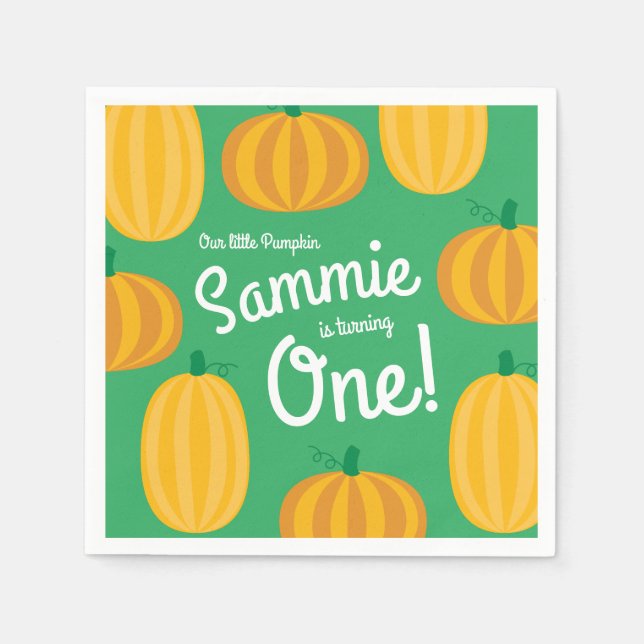 Pumpkin Birthday Party Kids Napkin (Front)