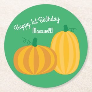 Pumpkin Birthday Party Kids Round Paper Coaster