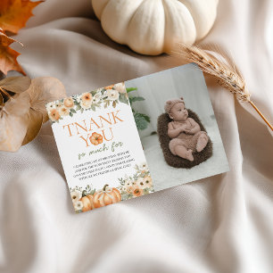 Pumpkin Birthday Photo Thank You Card