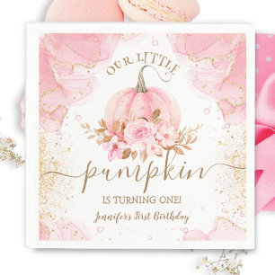 Pumpkin Birthday Pink Gold Elegant Fall  Napkin