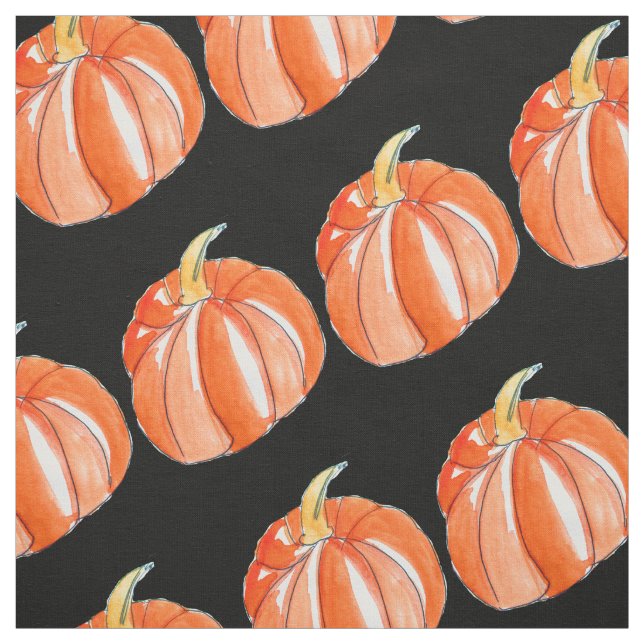 Pumpkin black and orange Halloween theme Fabric (Swatch)