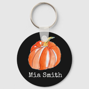 Pumpkin black and orange Halloween theme Key Ring