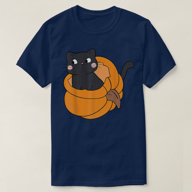 Pumpkin Black Cat Fall Autumn Thanksgiving Cats Lo T-Shirt (Design Front)