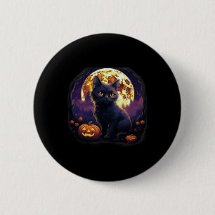 Pumpkin Black Cat Halloween Vintage Costume For Ad 6 Cm Round Badge