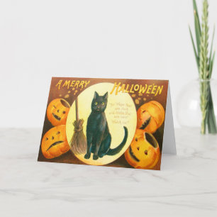 Pumpkin Black Cat Jack O Lantern Card