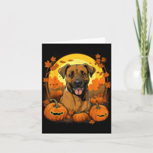 Pumpkin Black Mouth Cur Dog Halloween Thanksgiving Card