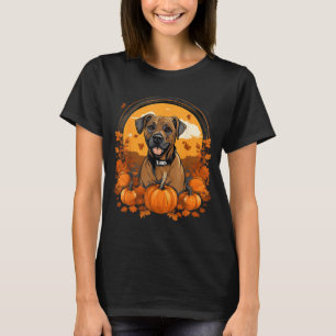 Pumpkin Black Mouth Cur Dog Halloween Thanksgiving T-Shirt