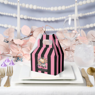 Pumpkin Black Pink Floral Truck Baby Shower Favour Box