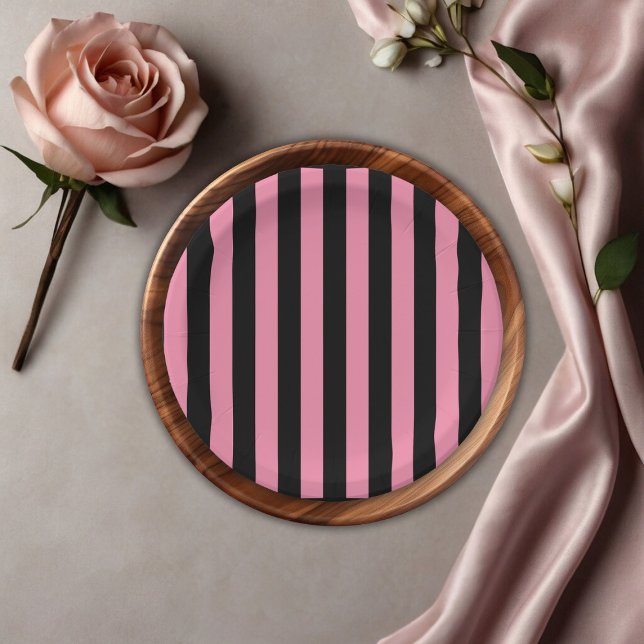 Pumpkin Black Pink Floral Truck Baby Shower Paper Plate (Creator Uploaded)