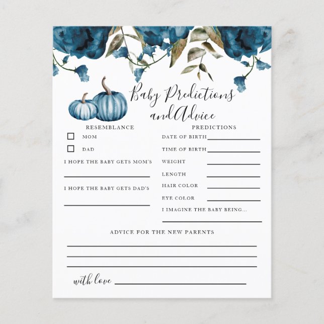 Pumpkin Blue Baby Predictions & Advice Card (Front)