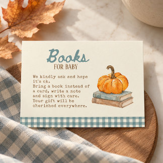 Pumpkin blue gingham vintage Books for baby Enclosure Card