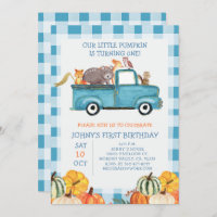 Pumpkin Blue Truck Animals 1st Birthday