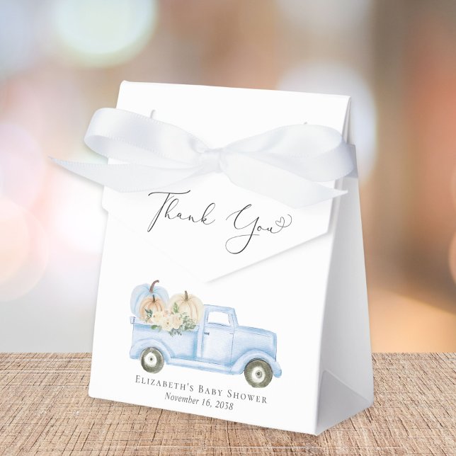 Pumpkin Blue Truck Baby Boy Shower Thank You Favour Box (Creator Uploaded)